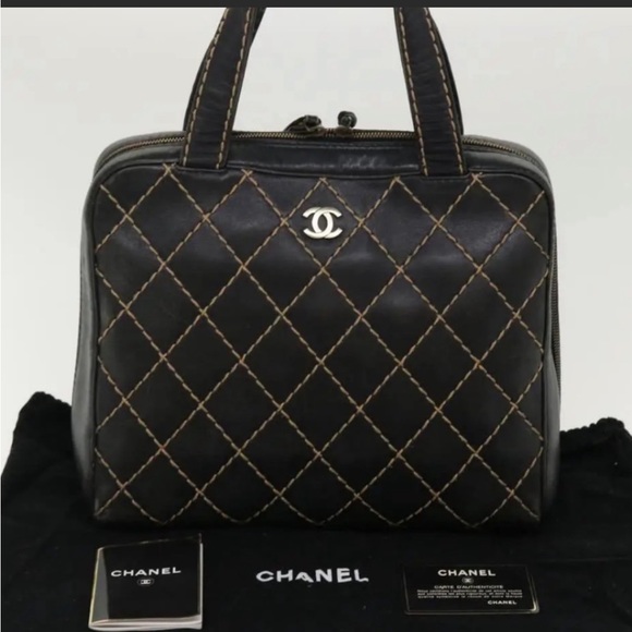 CHANEL WILD STICH QUILTED BLACK PURSE/ SHOULDER BAG - Picture 4 of 13